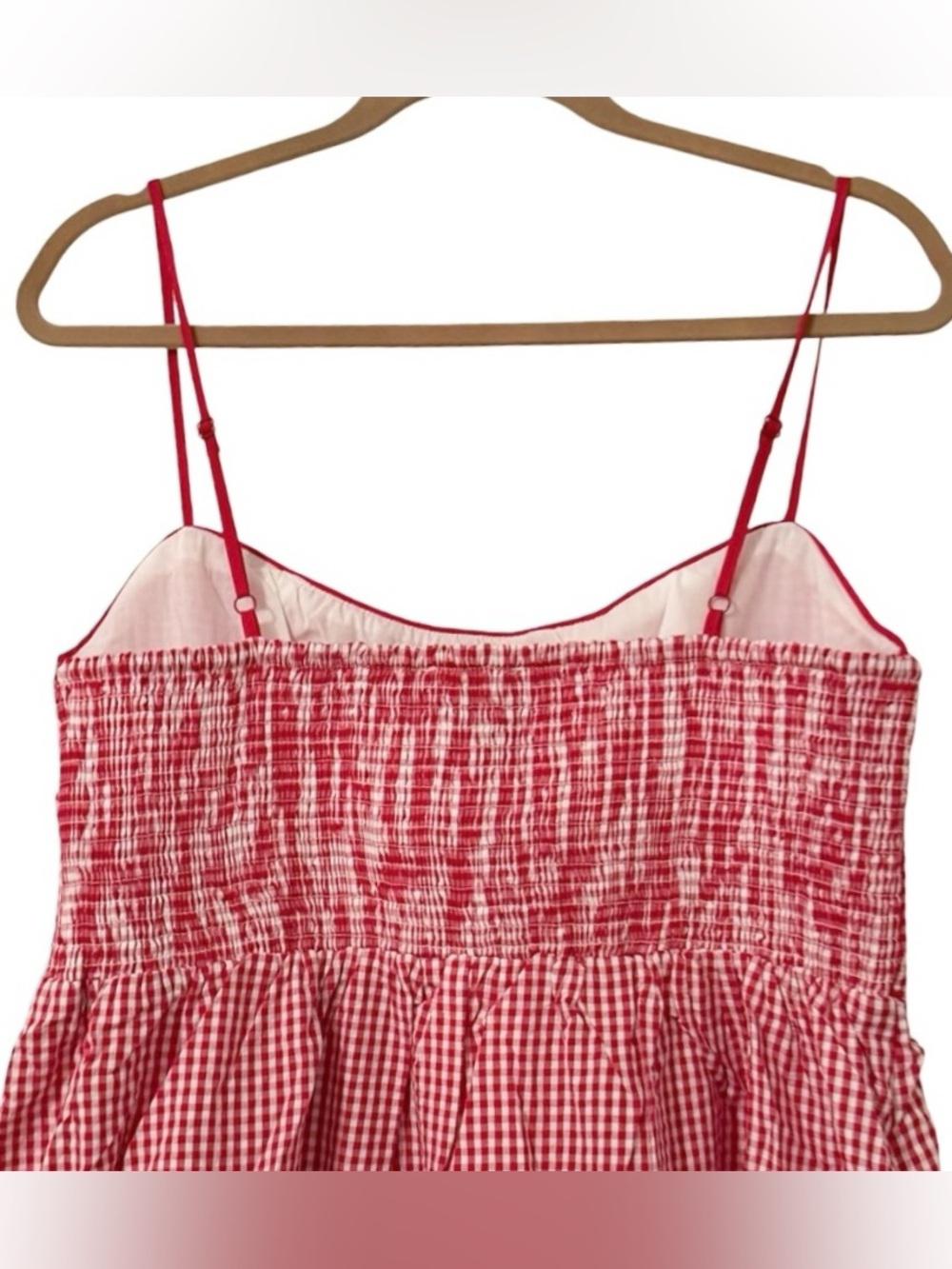 Caroline Constas Red Belline Gingham Tie Midi Dress Size S Small ( Doen - Picture 8 of 8